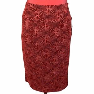 Super stretchy Coral Jacquard Sunburst Pencil Skirt